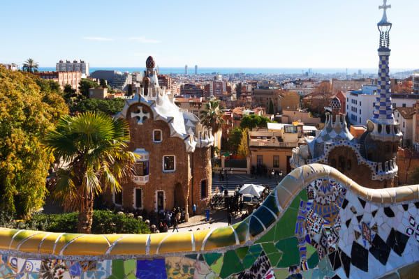 view- points of park guell in winter barcelona